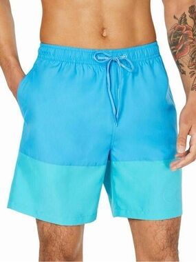 George Two-Tone Light & Sky Blue Swim Board Shorts